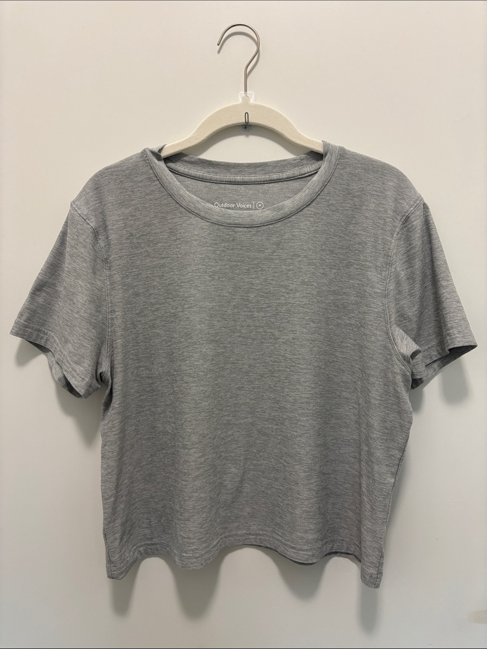 Outdoor Voices CloudKnit Boxy Tee - light grey heathered